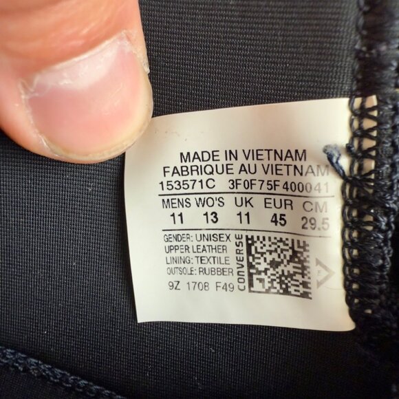 Chuck Taylor All Star 2 Leather Hi Black Sneakers Men’s Size 11 US - 153571C - Picture 3 of 16